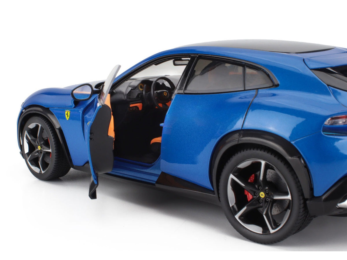 2022 Ferrari Purosangue Blu Corsa Blue Black Top Orange Interior 1/18 Diecast