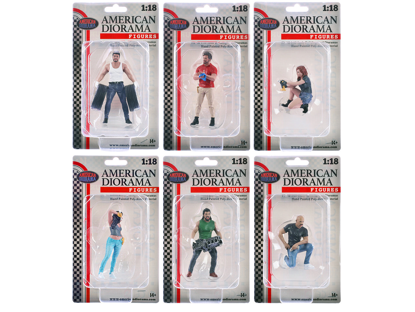 "Muscle Mechanics" 6 piece Figure Set for 1/18 Scale Models by American Diorama