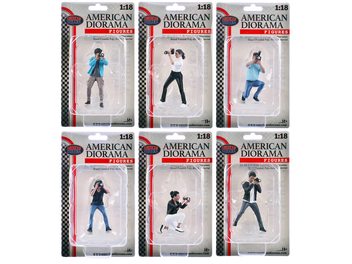 "Photographers" 6 piece Figure Set for 1/18 Scale Models by American Diorama