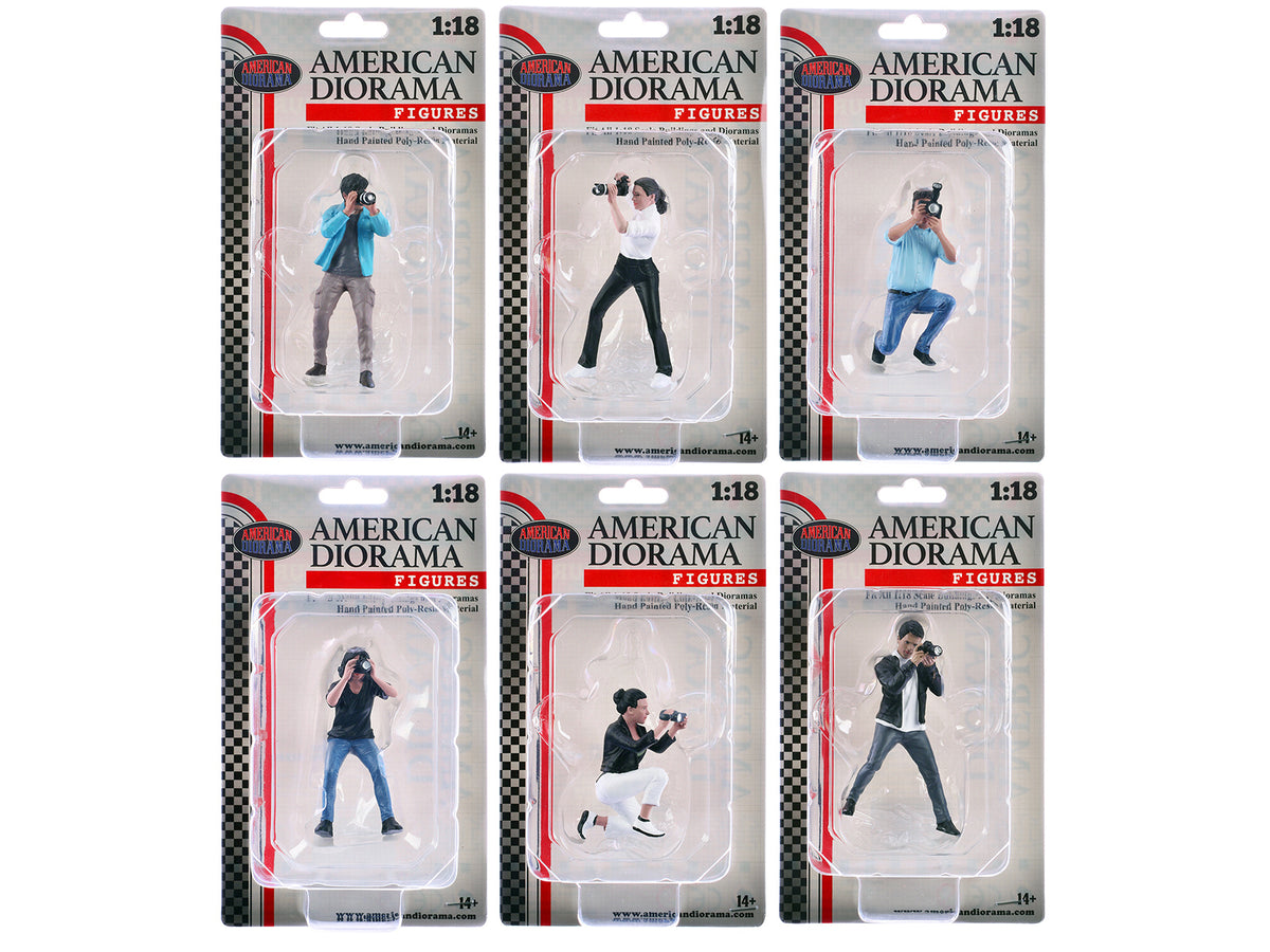 "Photographers" 6 piece Figure Set for 1/18 Scale Models - American Diorama