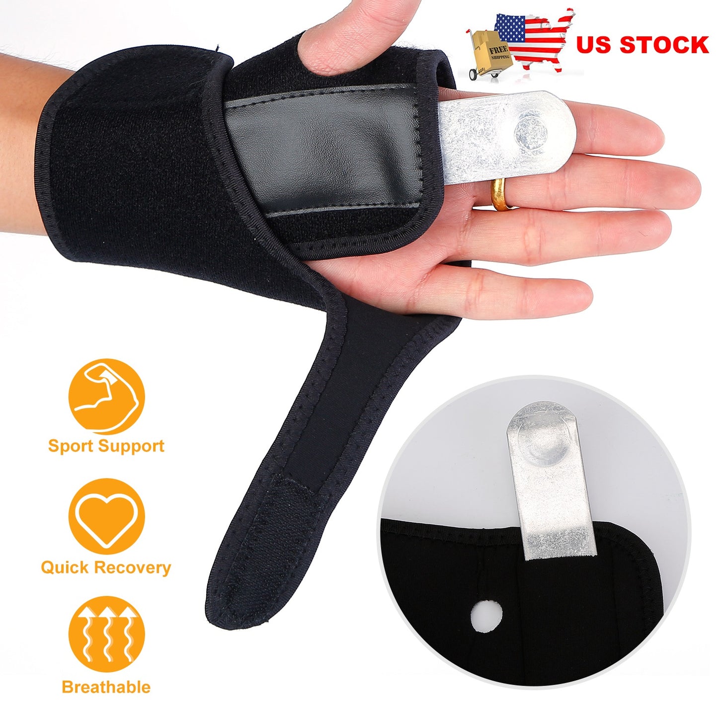 Wrist Support Brace Carpal Tunnel Night Sleep Strap W/ Thumb Hole Removable Spl