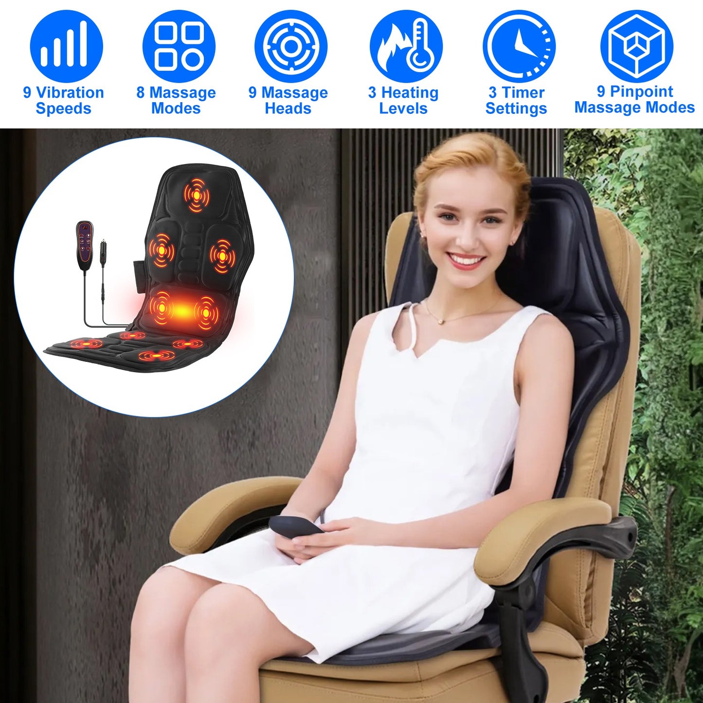 Full Body Massage Chair Pad With Heat Multifunctional Back Massager Pinpoint Vi