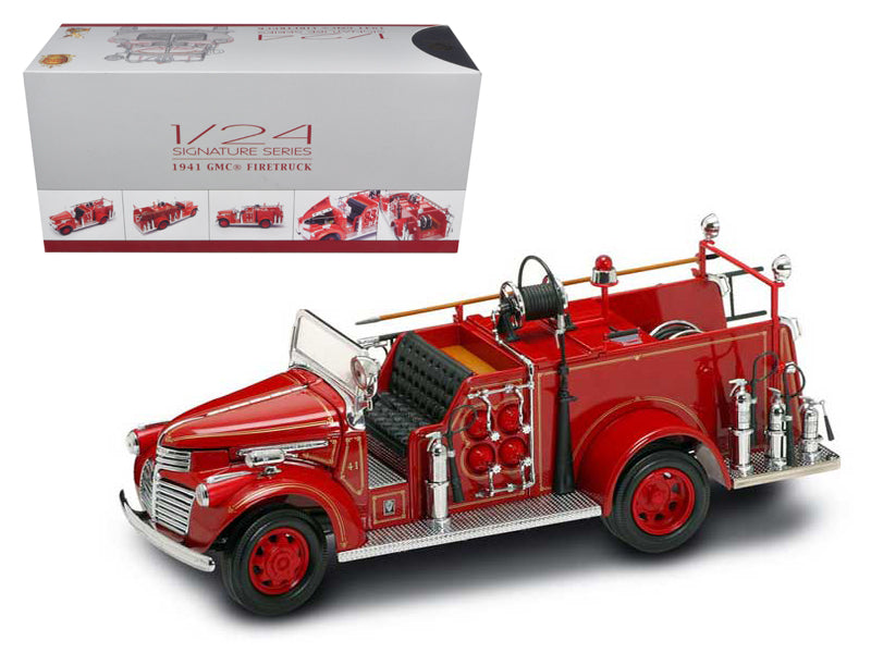 1941 GMC Fire Engine Red with Accessories 1/24 Diecast by Road Signature