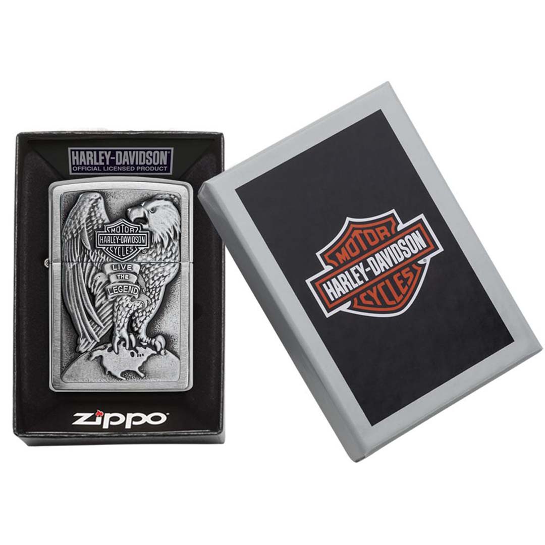 Zippo Windproof Lighter Harley-Davidson L&M Eagle Wings Live the Legend