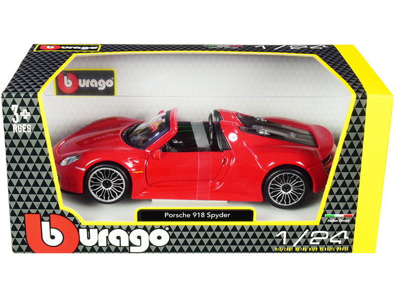 Porsche 918 Spyder Convertible Red 1/24 Diecast Model Car - Bburago