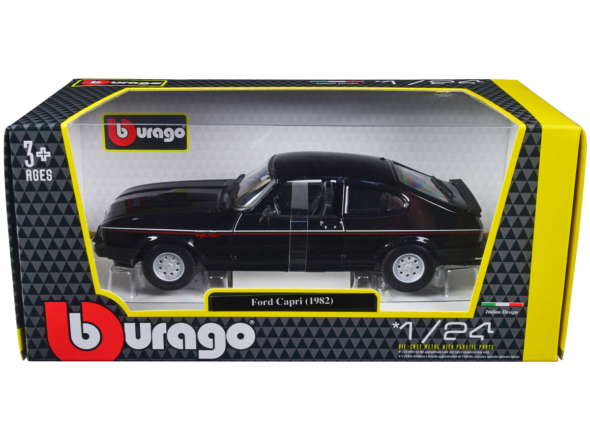 1982 Ford Capri Black with Stripes 1/24 Diecast Model Car - Bburago