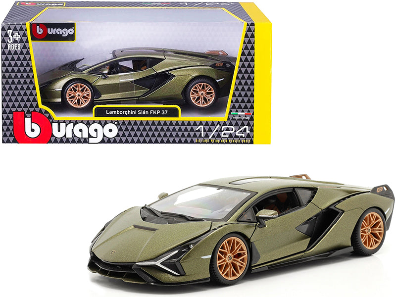 Lamborghini Sian FKP 37 Matt Green Metallic 1/24 Diecast Model Car - Bburago