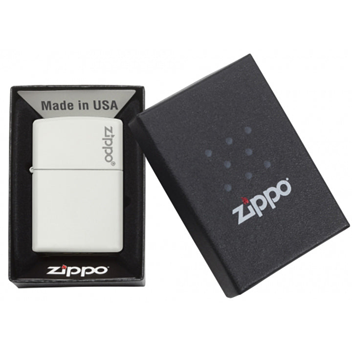 Zippo Windproof Lighter Classic L&M White Matte Zippo Logo