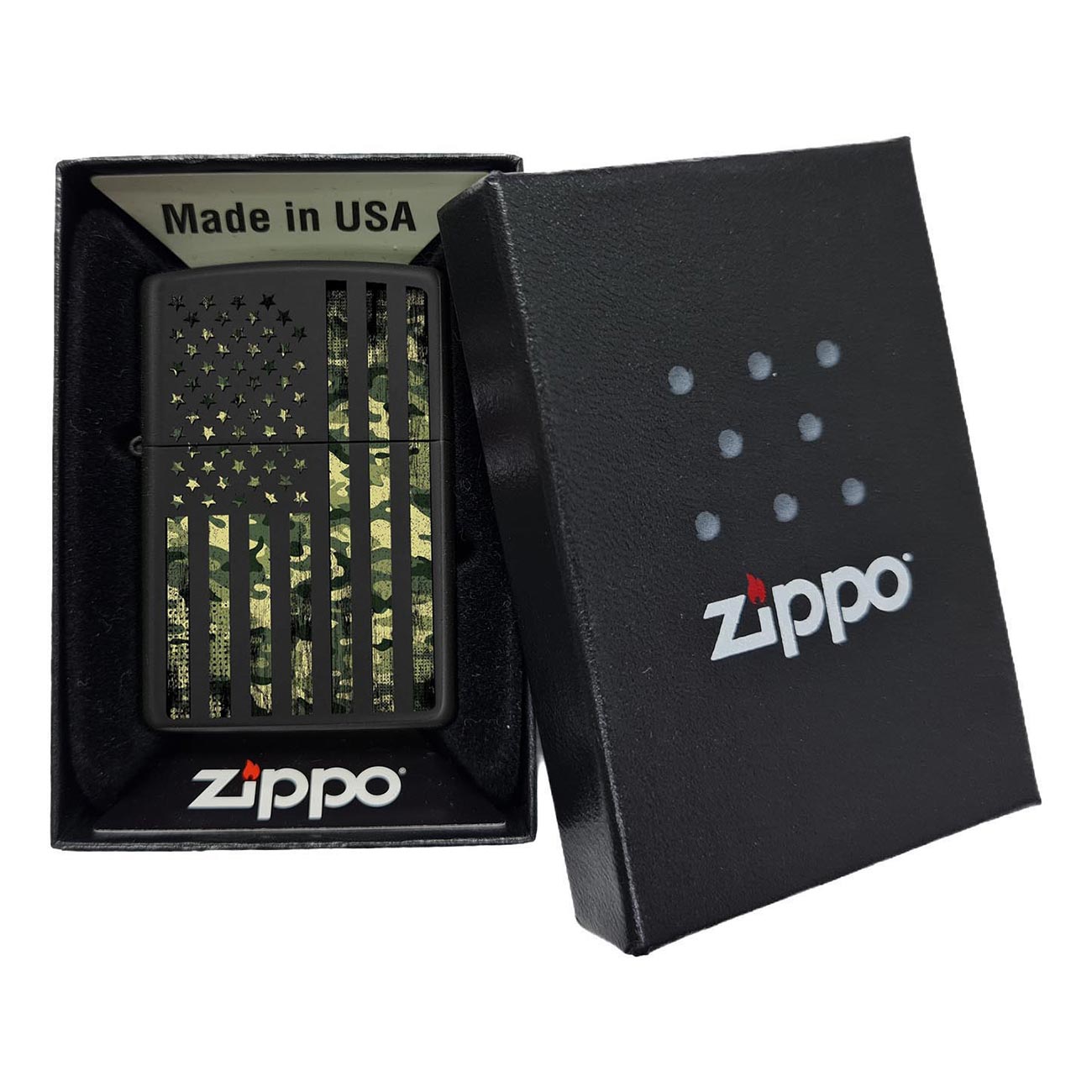 *218CAMOFLAG* Zippo 80983 Windproof Lighter Camouflage United States Flag Black Matte