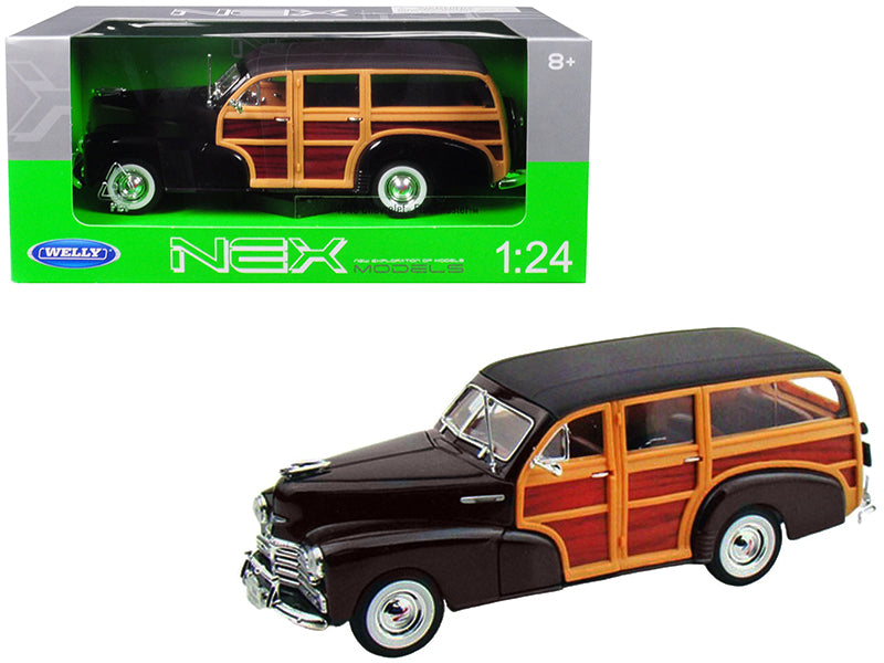 1948 Chevrolet Woody Fleetmaster Dark Brown 1/24 Diecast by Welly