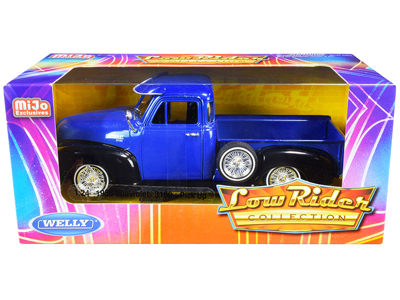1953 Chevrolet 3100 Pickup Truck Blue & Black 1/24 Diecast by Welly