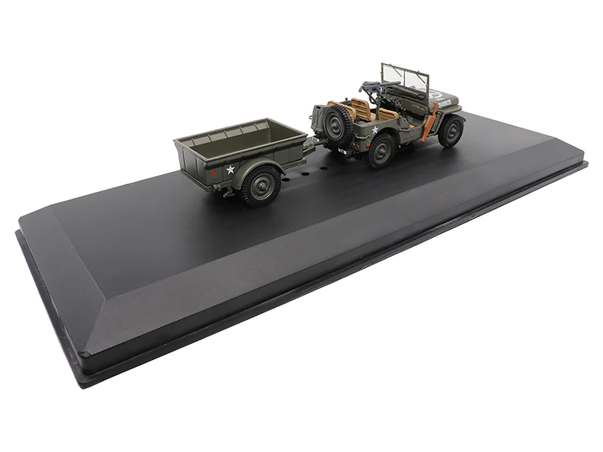 Willys Jeep 1/4-Ton Utility Truck Drab Trailer United States Army 1/43 Diecast