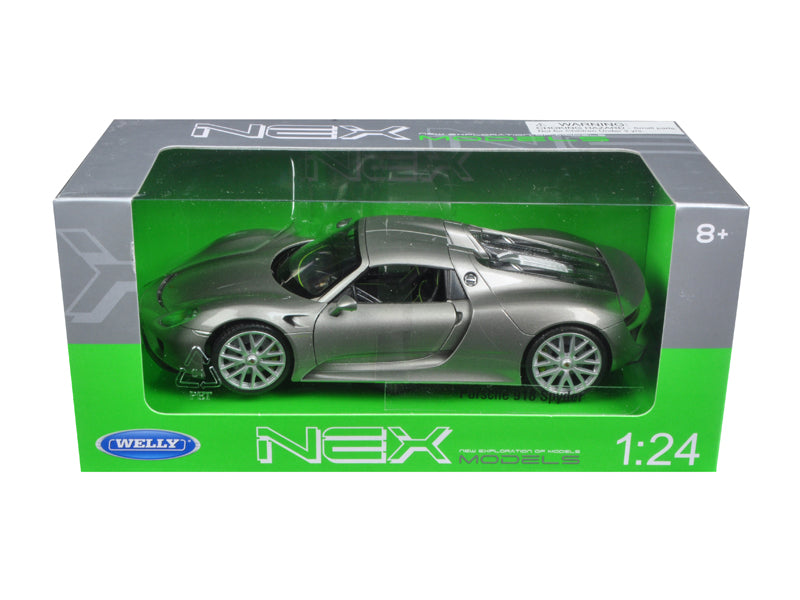 Porsche 918 Spyder Silver Closed Roof 1/24 Diecast by Welly