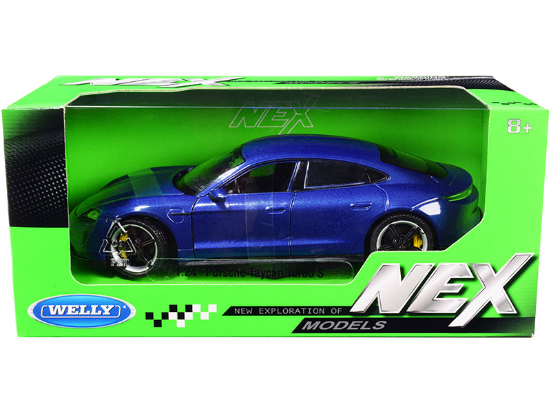 Porsche Taycan Turbo S Blue Metallic "NEX Models" 1/24 Diecast by Welly