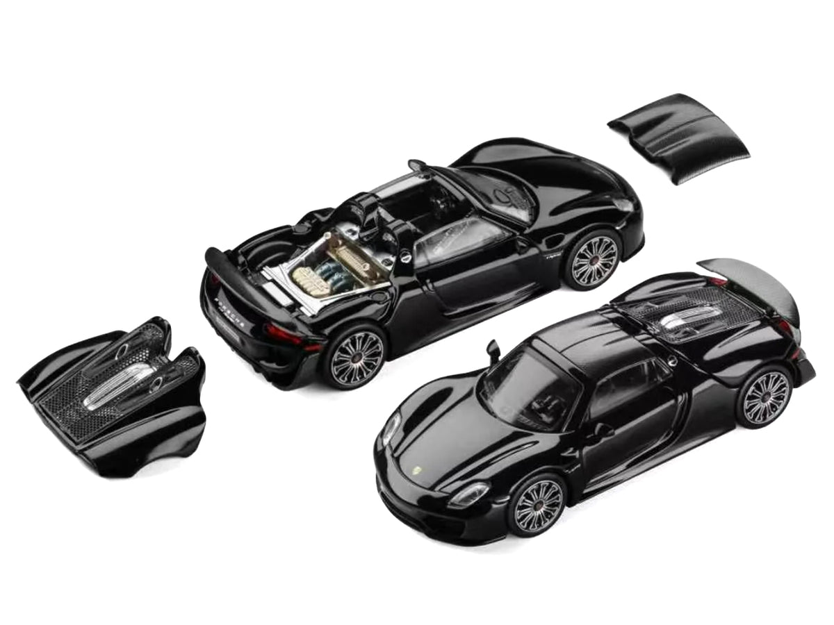 Porsche 918 Spyder Black with Carbon Top 1/64 Diecast by Trends Hobby