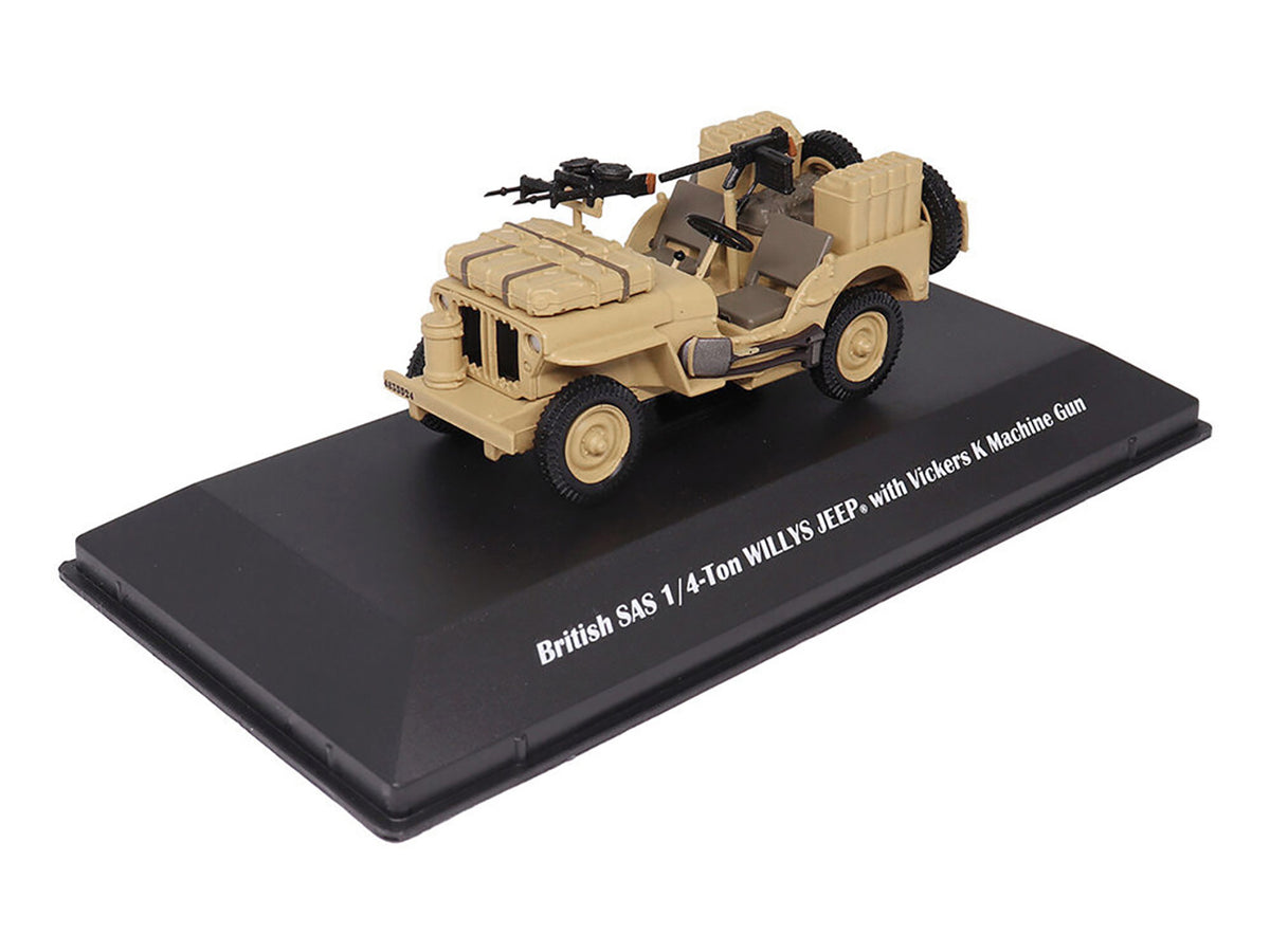 British SAS 1/4-Ton Willys Jeep Vickers K Machine Gun Desert Sand British Royal