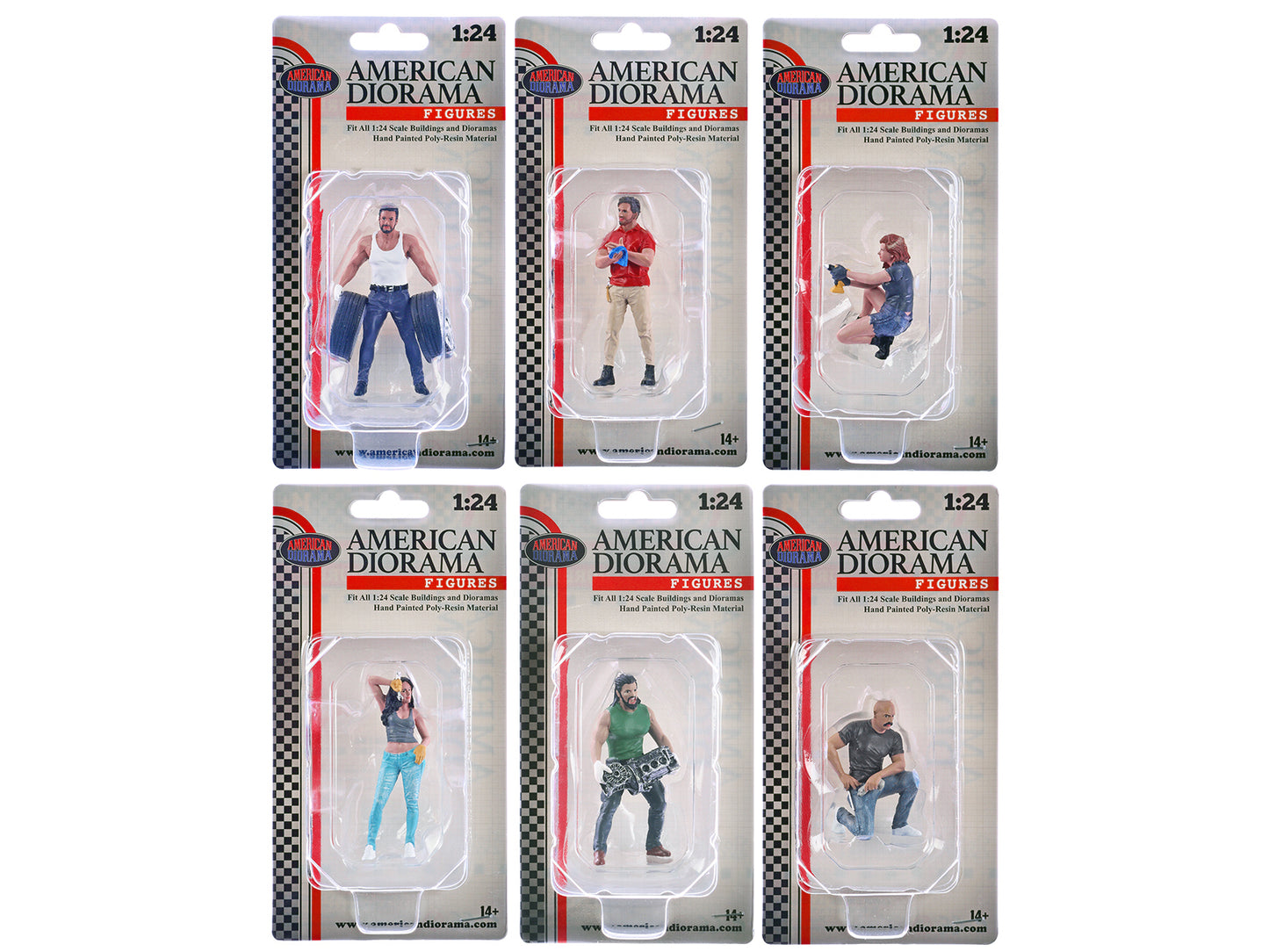 "Muscle Mechanics" 6 piece Figure Set for 1/24 Scale Models by American Diorama
