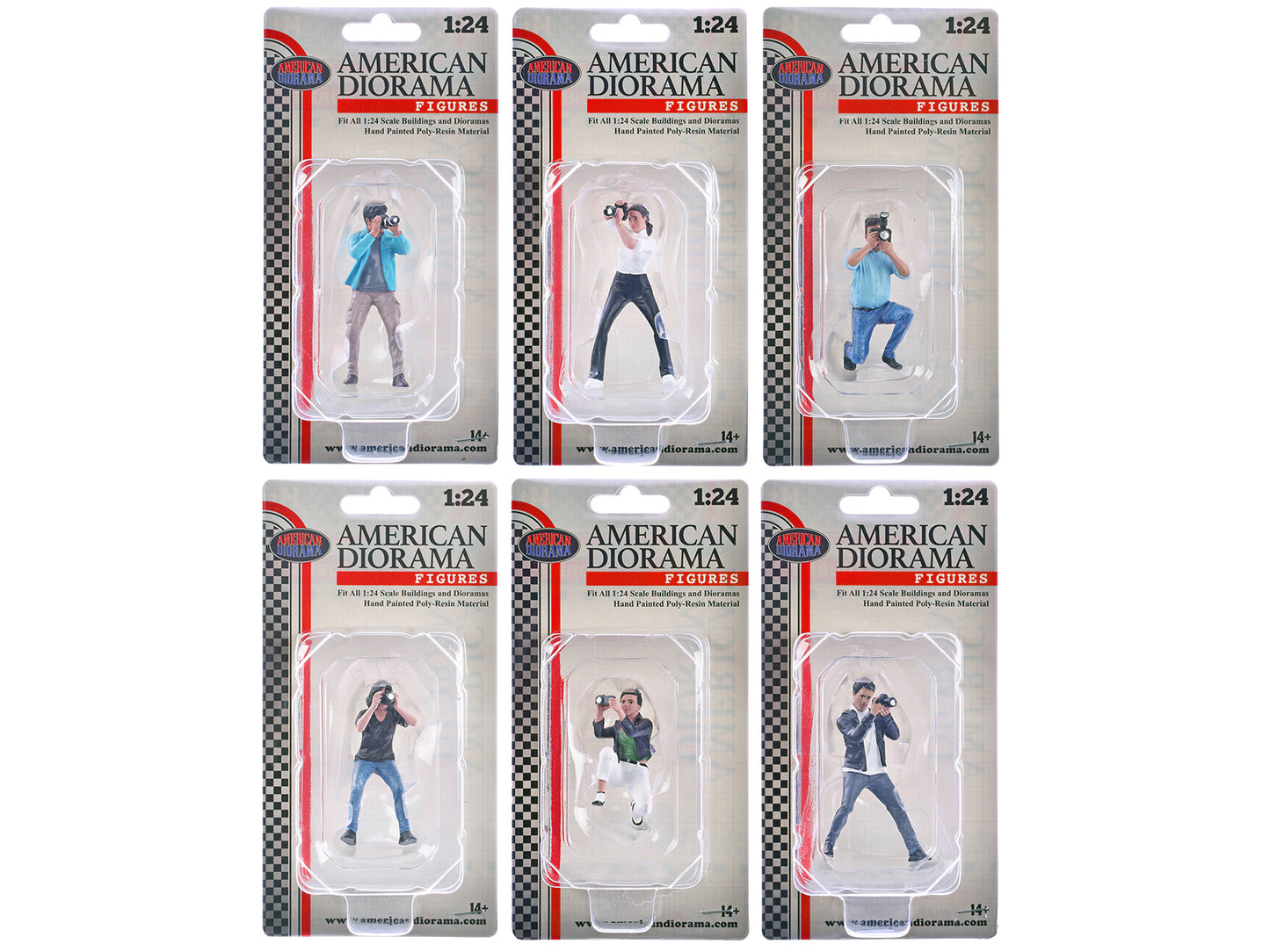 "Photographers" 6 piece Figure Set for 1/24 Scale Models by American Diorama