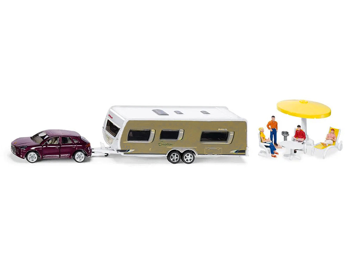 Porsche Macan Turbo Maroon Dethleffs Exclusiv Emotion Caravan Figures Camp
