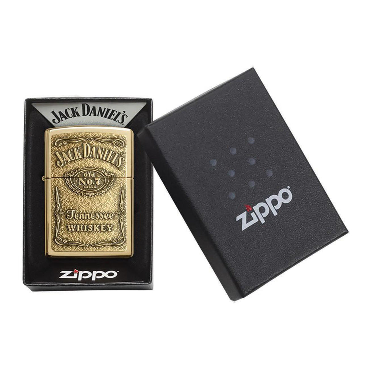 Zippo Windproof Lighter Jack Daniel's® Label-Brass Emblem High Polish Brass