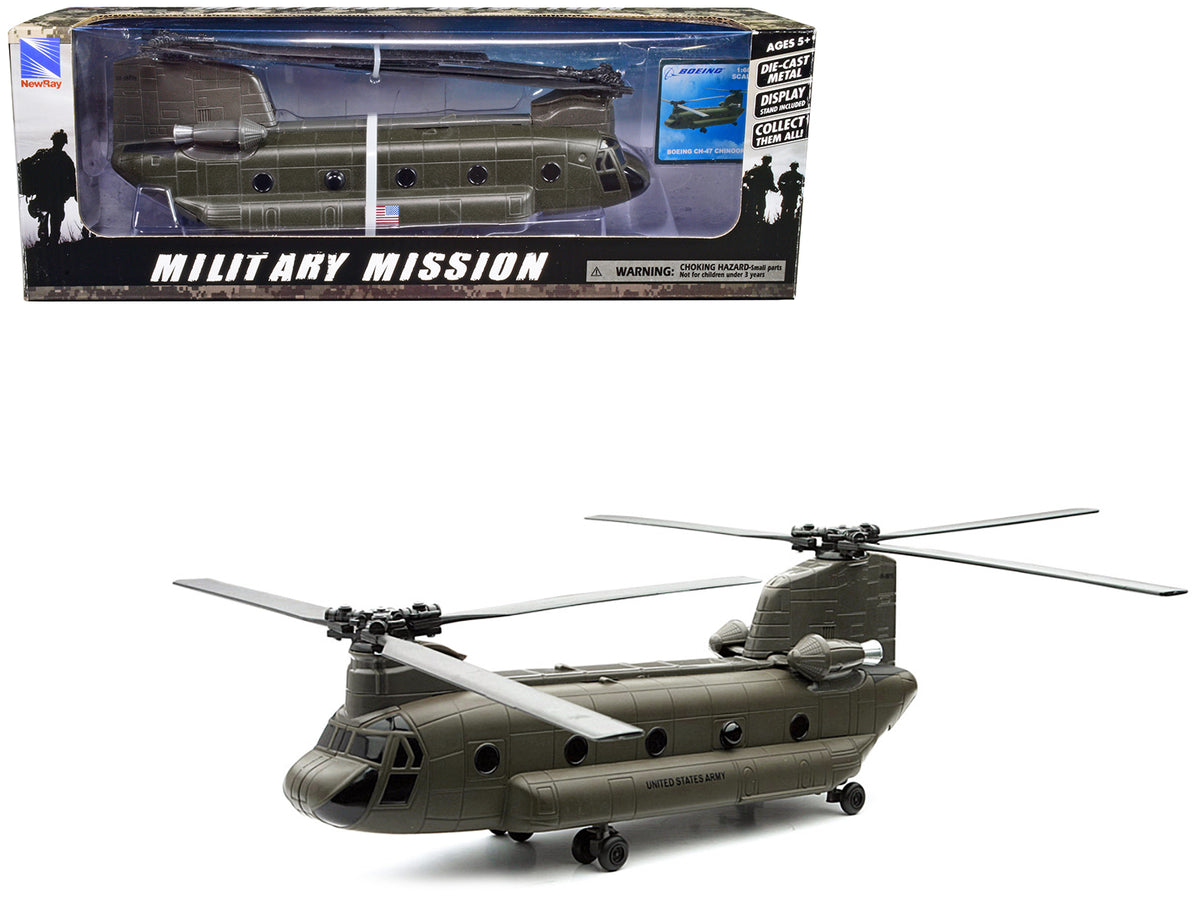 Boeing CH-47 Chinook Aircraft Olive Drab 1/60 Diecast Aircraft - New Ray