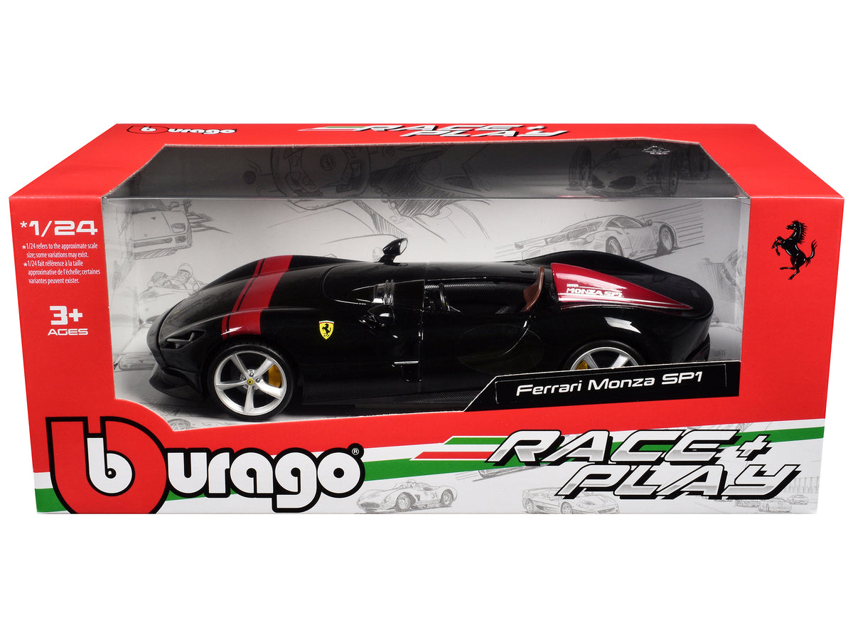 Ferrari Monza SP1 Black Metallic Red Stripes 1/24 Diecast Model Car - Bburago