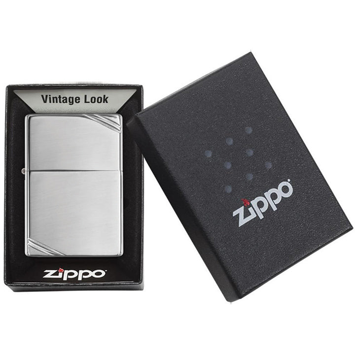 Zippo Windproof Lighter Vintage L&M High Polish Chrome with Slashes