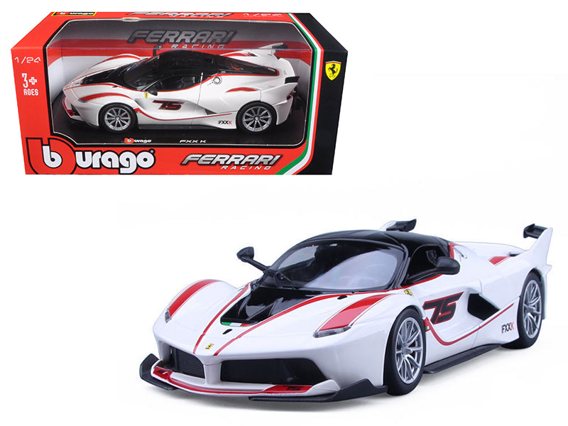 Ferrari Racing FXX-K #75 White 1/24 Diecast Model Car - Bburago