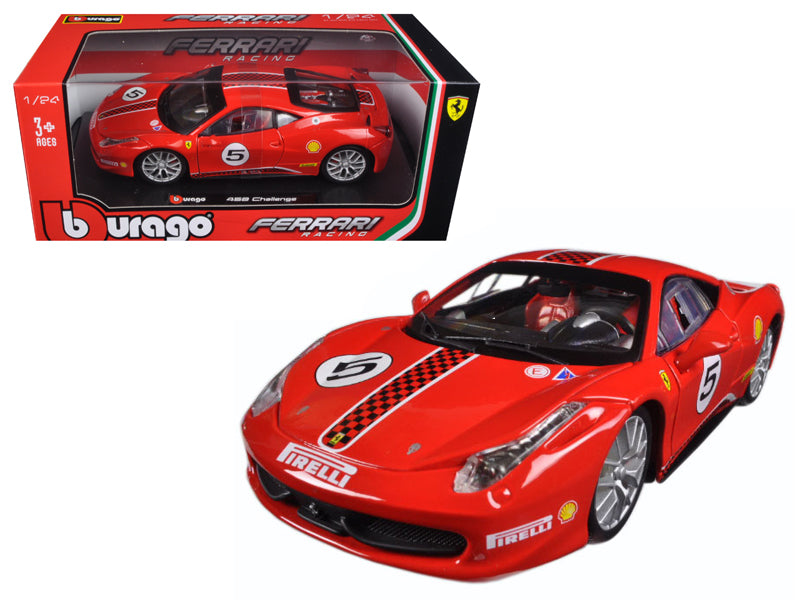 Ferrari 458 Challenge #5 Red 1/24 Diecast Model Car - Bburago