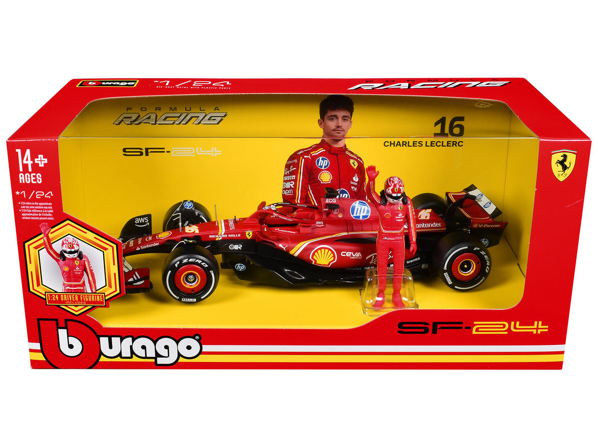 Ferrari SF-24 #16 Charles Leclerc Formula One F1 1/24 Scale Figure Set - Bburago