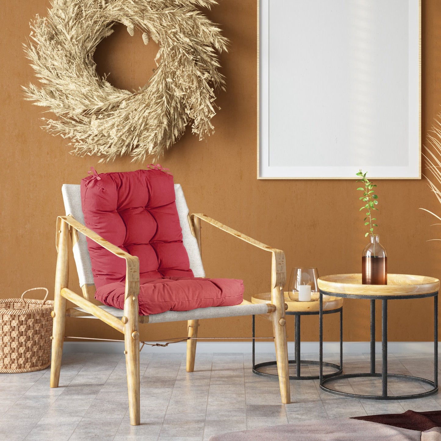 2Pcs Waterproof Rocking Chair Cushion Upper And Lower Back Seat Sets With Non-S