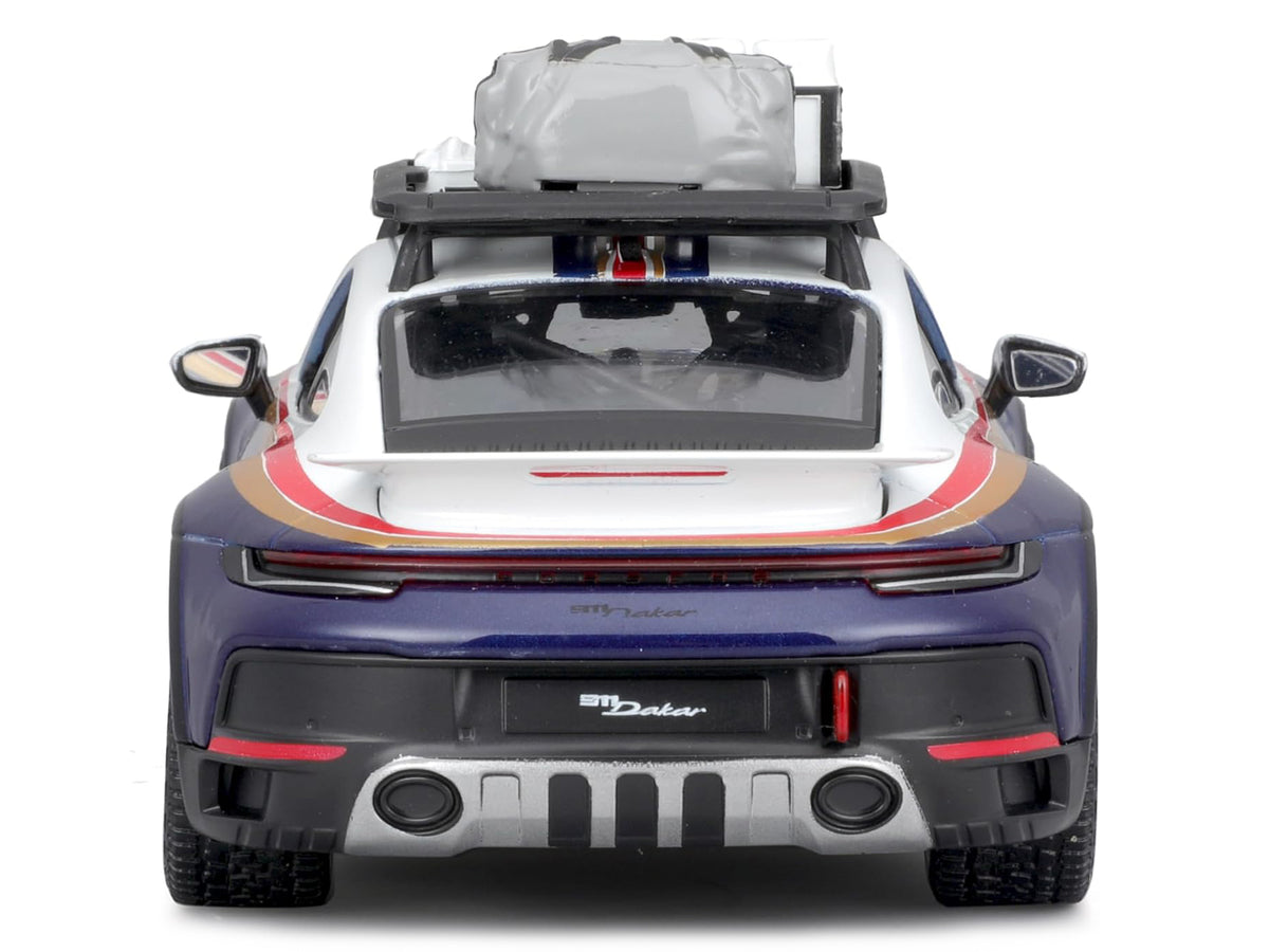 Porsche 911 Dakar #953 Blue White Stripes Roof 1/24 Diecast Model Car - Bburago