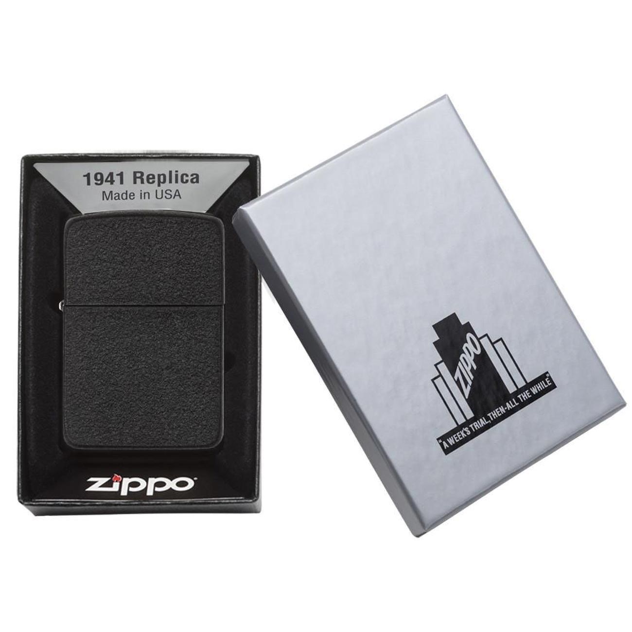 Zippo Windproof Lighter 1941 L&M Replica Black Crackle Finish