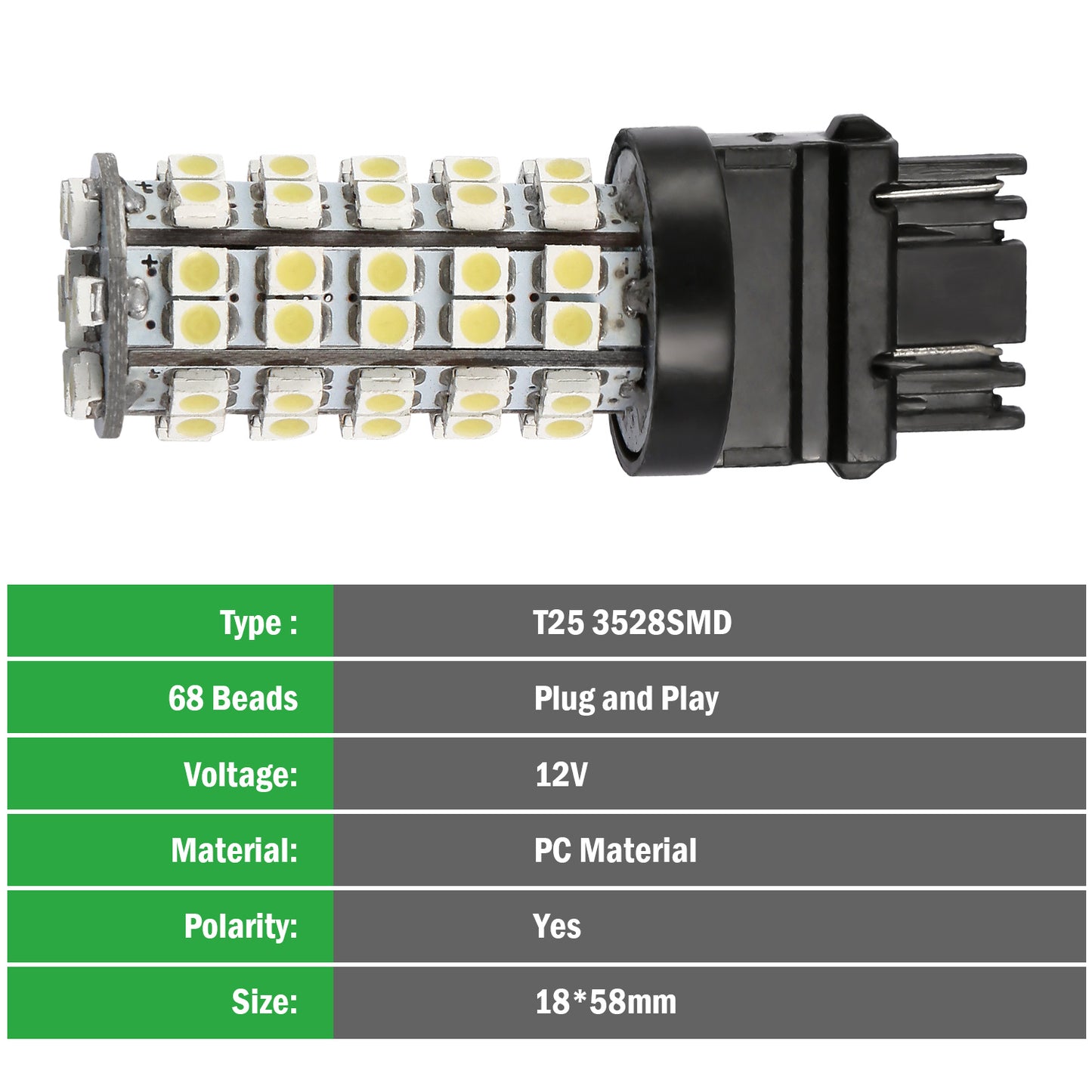 10Pcs/Kit Led Car Light Bulbs 760Lm T25 3528Smd 6000K Pure White Auto Lamps Rep