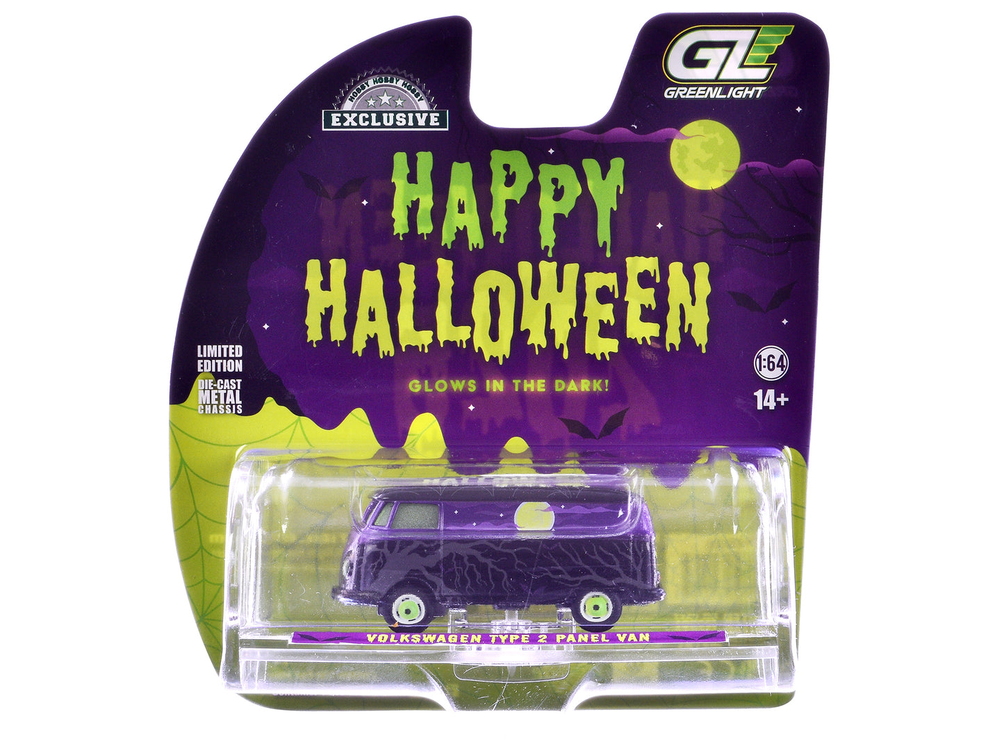 GreenLight Volkswagen Type 2 Panel Van "Halloween 2025 - Spooky Night" Black and Purple with "Glow in the Dark" Paint "Hobby Exclusive" Series 1/64 Diecast Model Car by <h2>Volkswagen Greenlight</h2>