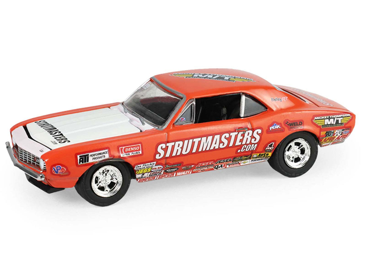 1969 Ford F-250 Pickup Truck Red and 1969 Chevrolet Camaro Z28 "Dan Fletcher" Orange with White Hood "NHRA Safety Team" with Enclosed Car Trailer "Racing Hitch & Tow" Series 6 1/64 Diecast Model Cars by Greenlight