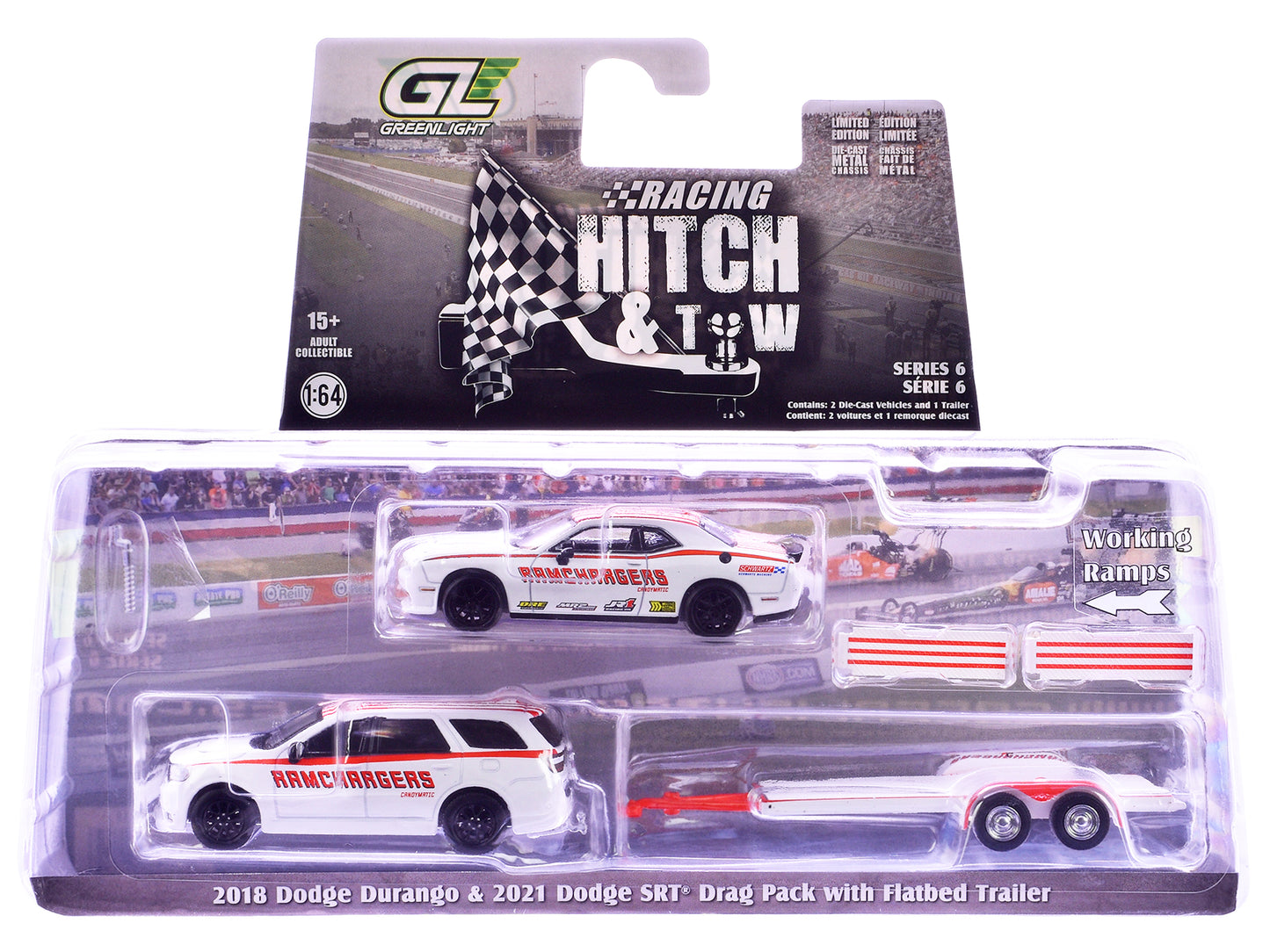 GreenLight "Racing Hitch & Tow" Series #6 Set of 3 pieces 1/64 Diecast Model Cars by <h2>"Racing Greenlight</h2> <p>High-quality car perfect for collectors and enthusiasts. Features detailed interior