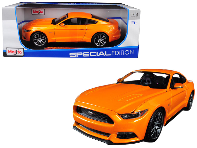 2015 Ford Mustang GT 5.0 Orange Metallic 1/18 Diecast Model Car - Maisto