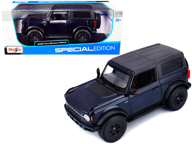 2021 Ford Bronco Wildtrak Dark Blue Metallic 1/18 Diecast Model Car - Maisto
