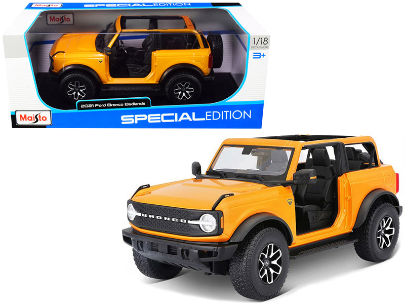 2021 Ford Bronco Badlands Orange Metallic 1/18 Diecast Model Car - Maisto