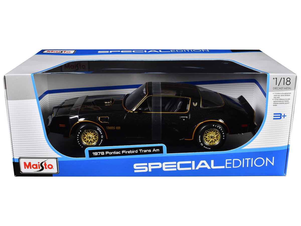 1978 Pontiac Firebird Trans Am Black Metallic 1/18 Diecast Model Car - Maisto