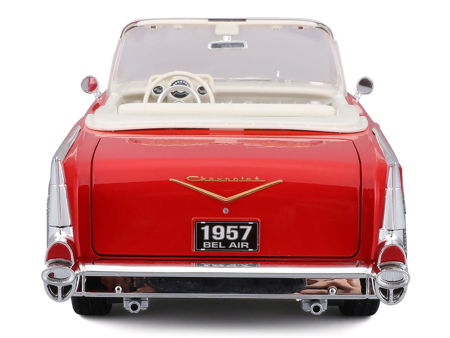 1957 Chevrolet Bel Air Convertible Red with White Interior "Special Edition" Series 1/18 Diecast Model Car by Maisto