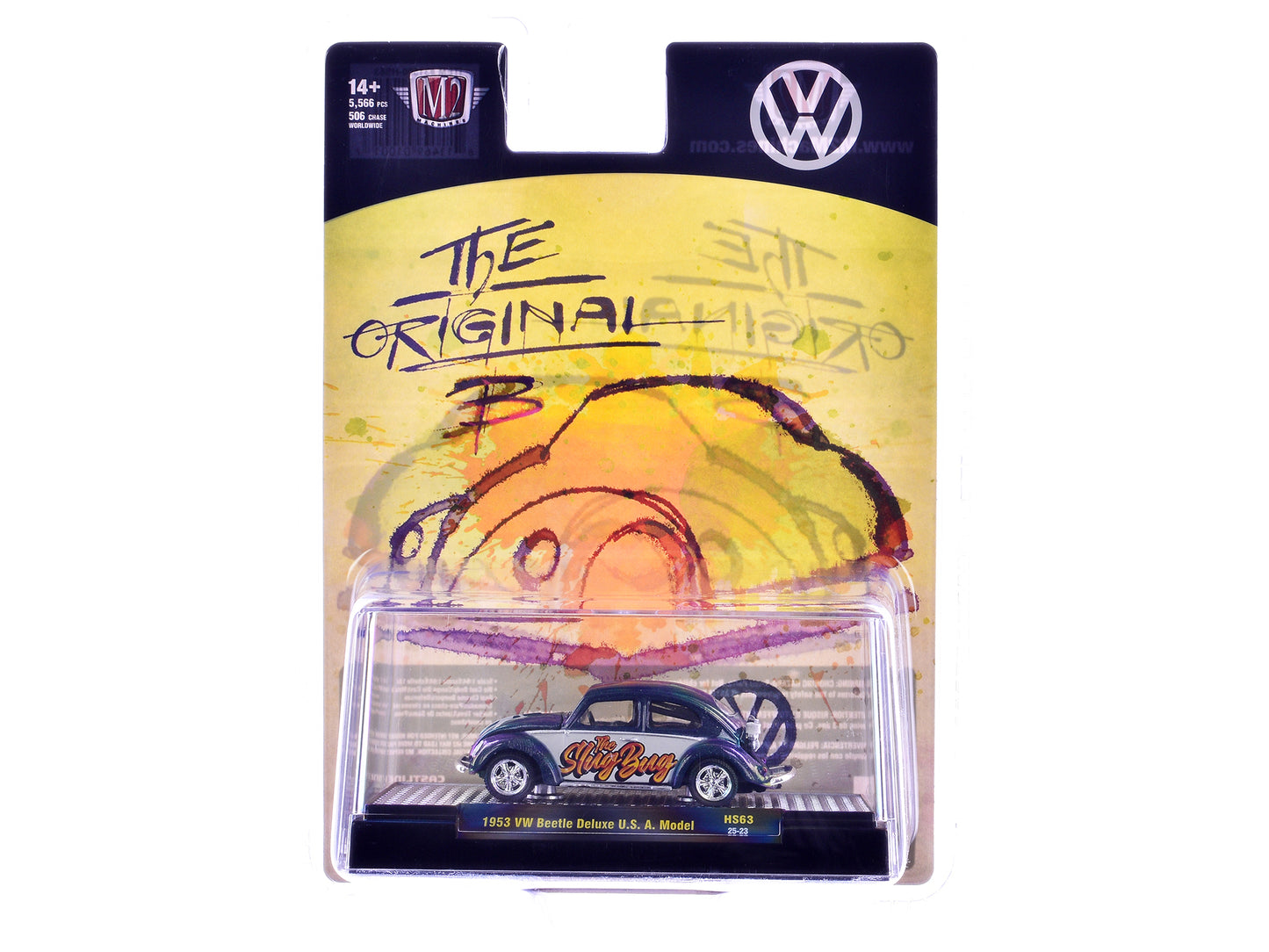 1953 Volkswagen Beetle Deluxe USA Model Blue 1/64 Diecast Model Car - M2