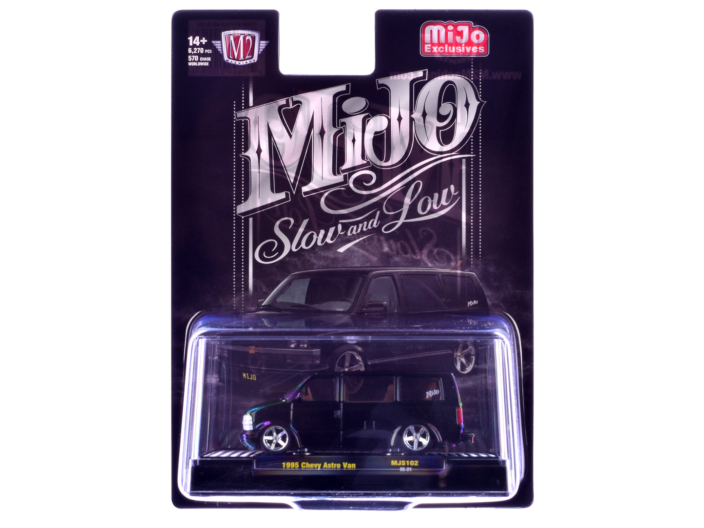 1995 Chevrolet Astro Van "Slow & Low" Black Limited Edition to 6720 pieces Worldwide 1/64 Diecast Model Car by M2 Machines