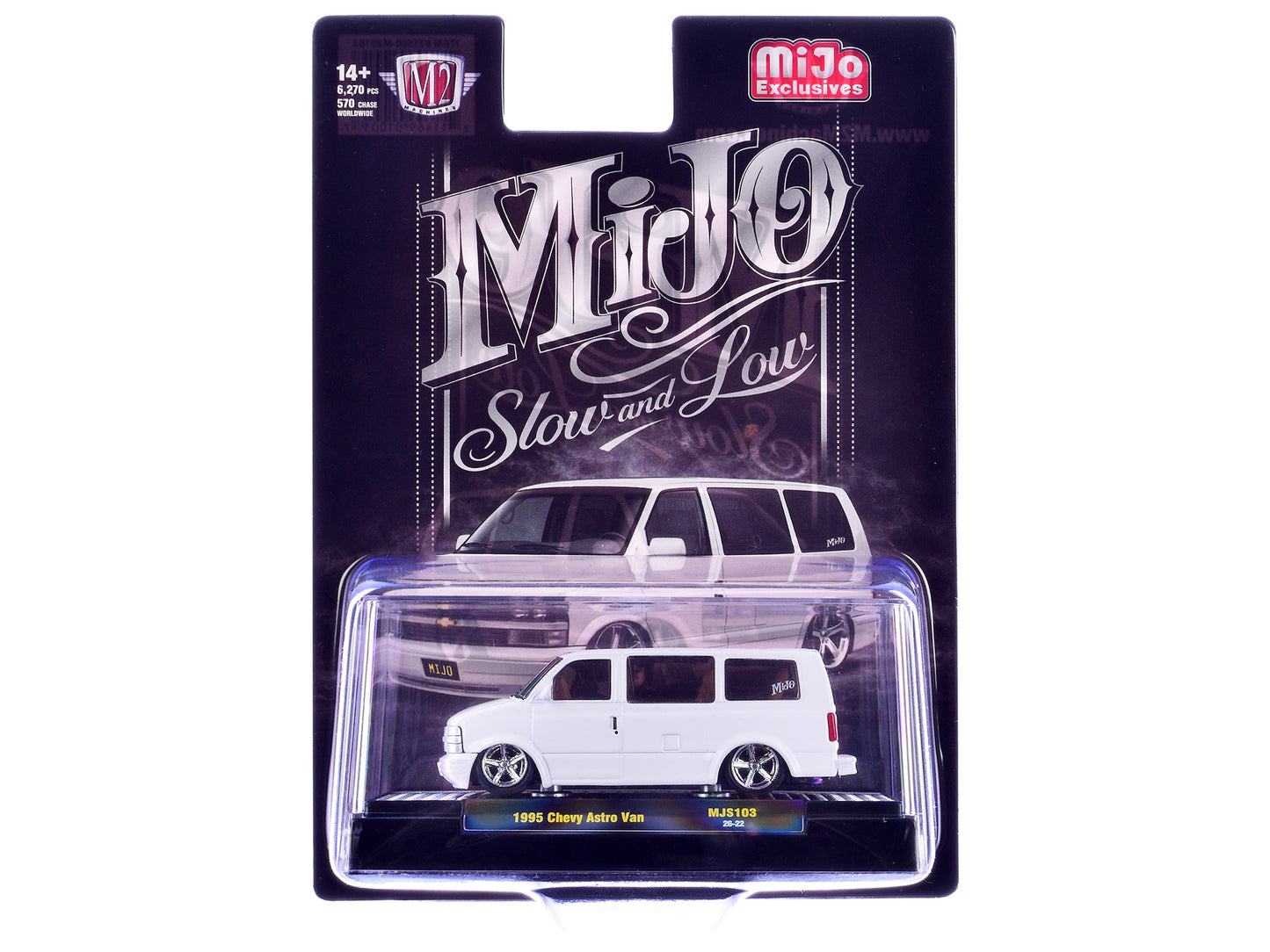 1995 Chevrolet Astro Van "Slow & Low" White Limited Edition to 6720 pieces Worldwide 1/64 Diecast Model Car by M2 Machines