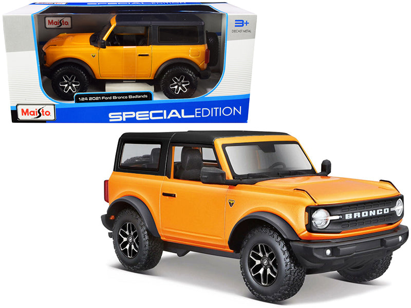 2021 Ford Bronco Badlands Orange Metallic with Black Top 1/24 Diecast Model Car