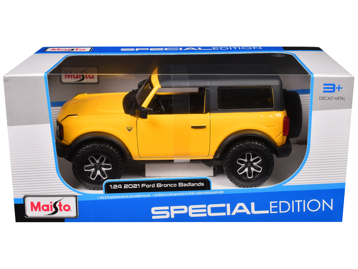 Maisto 2021 Ford Bronco Badlands Yellow with Black Top "Special Edition" 1/24 Diecast Model Car by <h2>2021 Maisto</h2> <p>High-quality perfect for collectors and enthusiasts. Features detailed interi