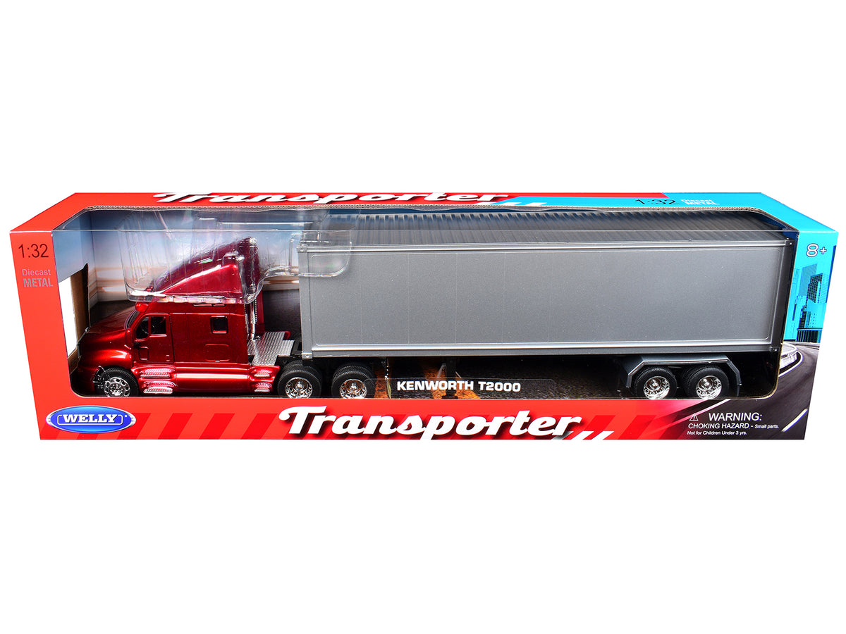Kenworth T2000 Truck Red Metallic with Gray Container Transporter 1/32 Diecast