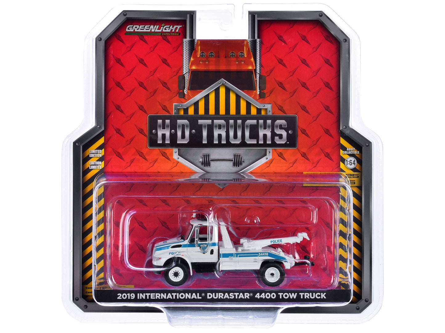 GreenLight 2019 International Durastar 4400 Tow Truck "Port Authority of New York & Jersey Police" White with Blue Stripes "H.D. Trucks" Series 25 1/64 Diecast Model Car by <h2>2019 Greenlight</h2> <p