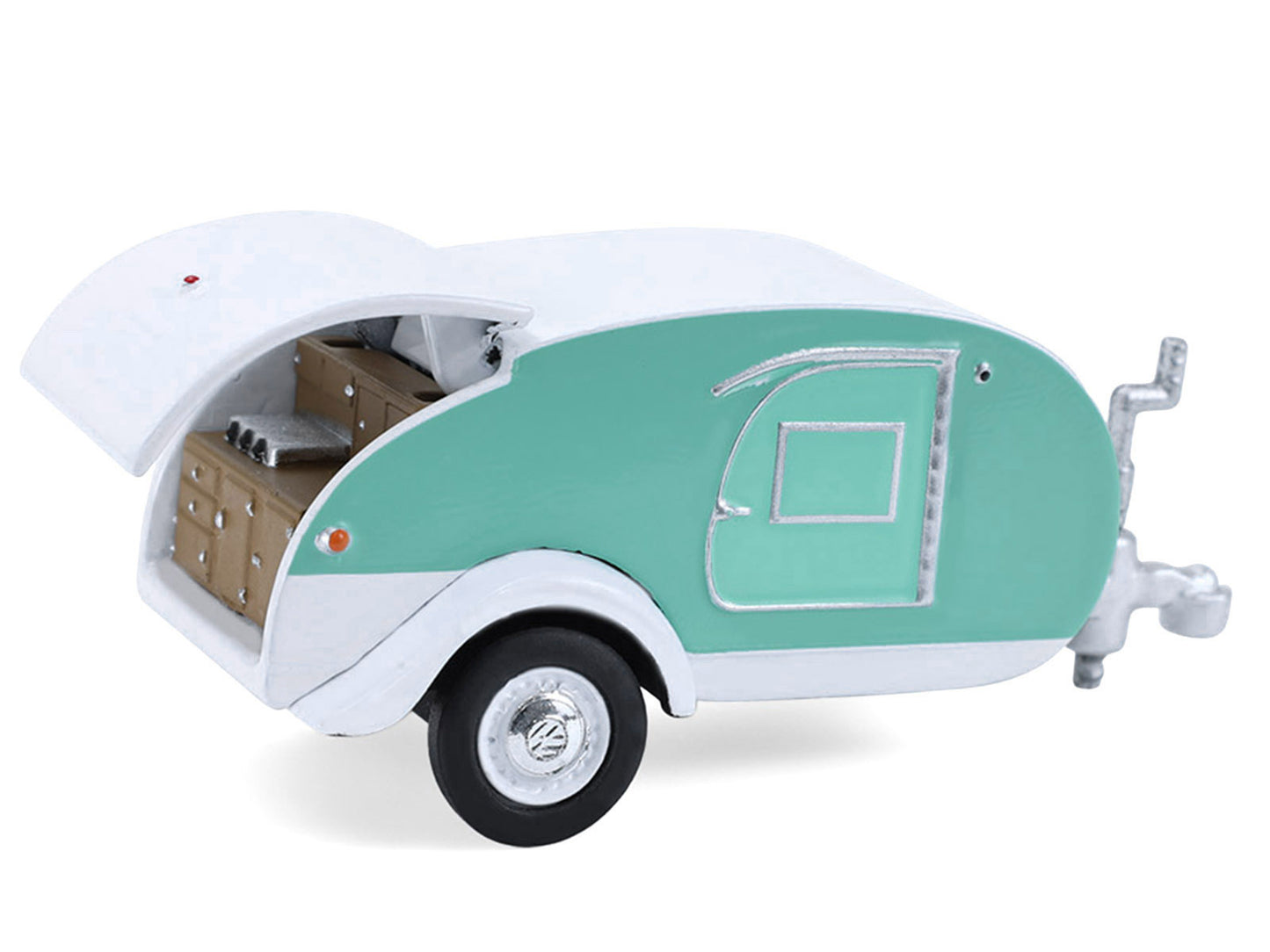 GreenLight 1971 Volkswagen Type 2 Van Seafoam Green and White with Surfboards Teardrop Trailer "Hitch & Tow" Series 33 1/64 Diecast Model Cars by <h2>1971 Greenlight</h2> <p>High-quality car perfect f